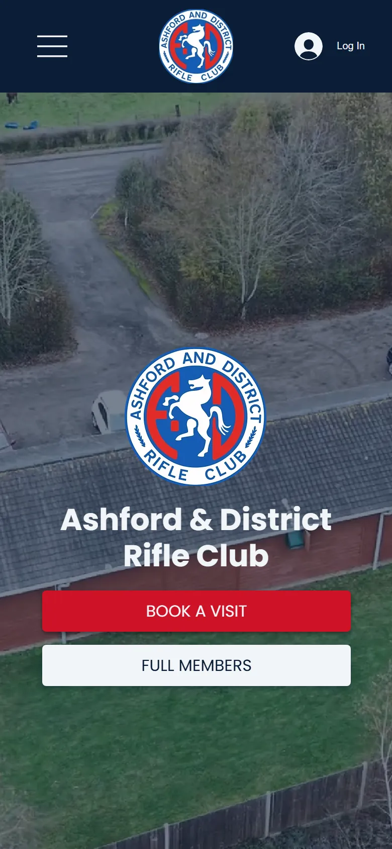 The Ashford & District Rifle Club website on a mobile phone