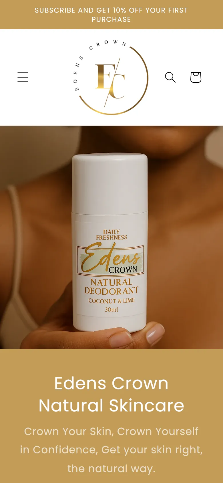 The Eden's Crown website on a mobile phone
